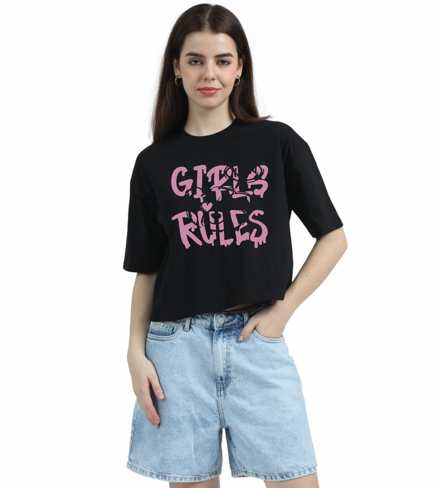 GIRLS RULES CROPPED TEE