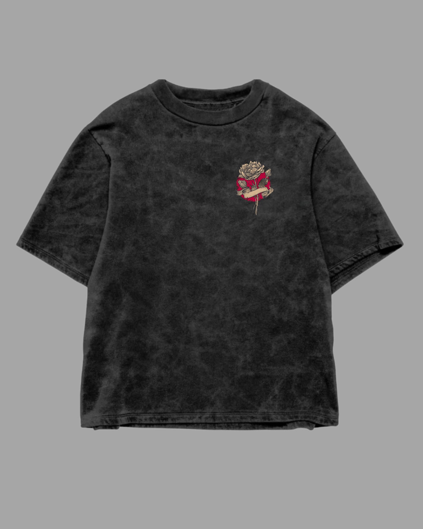 SKULL ROSE ACIDWASH TEE