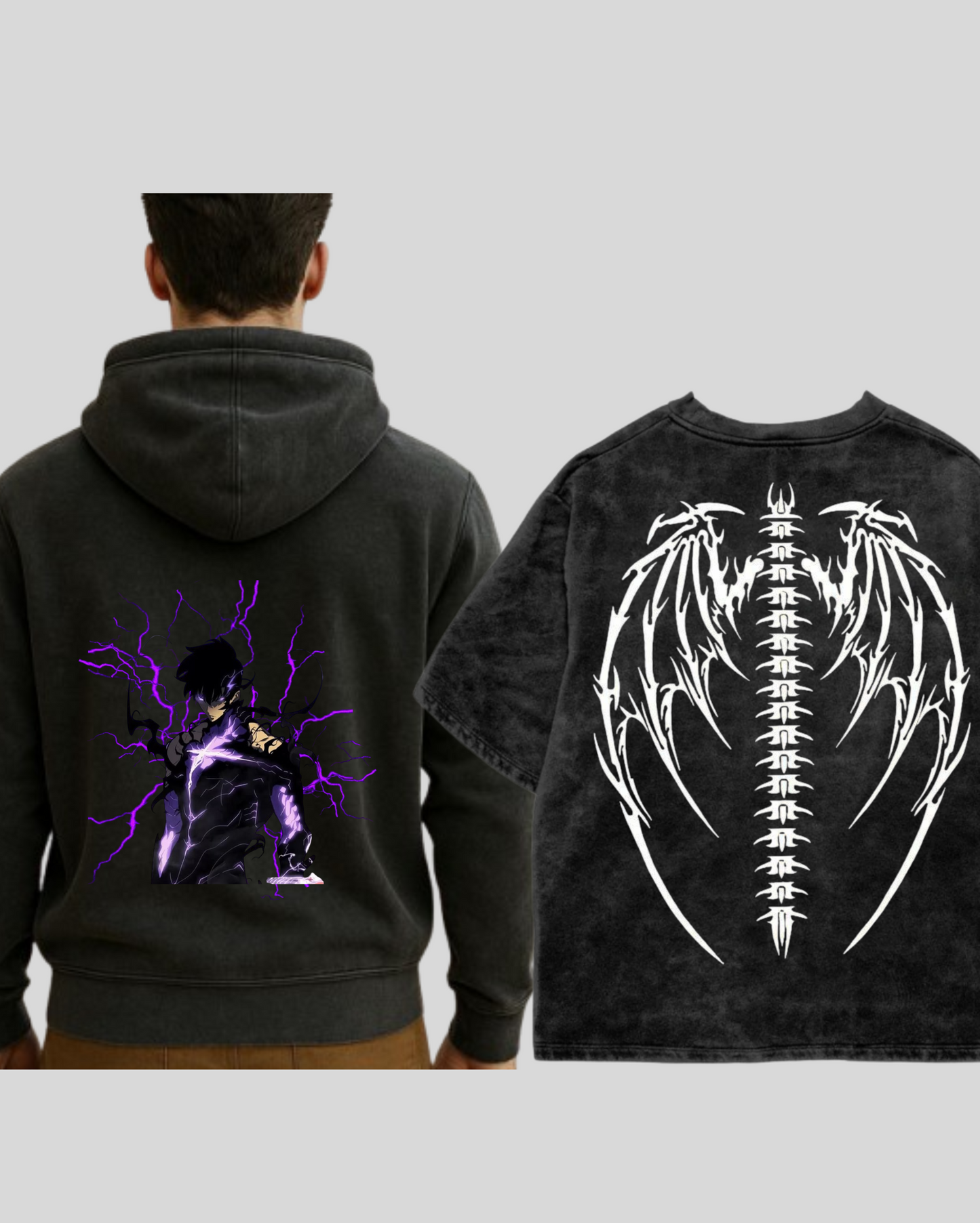 Shadow Surge Duo – Graphic Hoodie & Oversized T-Shirt Combo