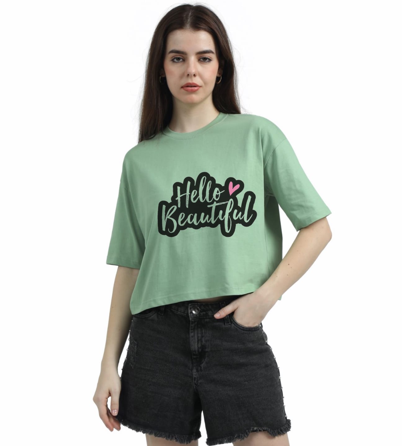 HELLO BEAUTIFUL CROPPED TEE