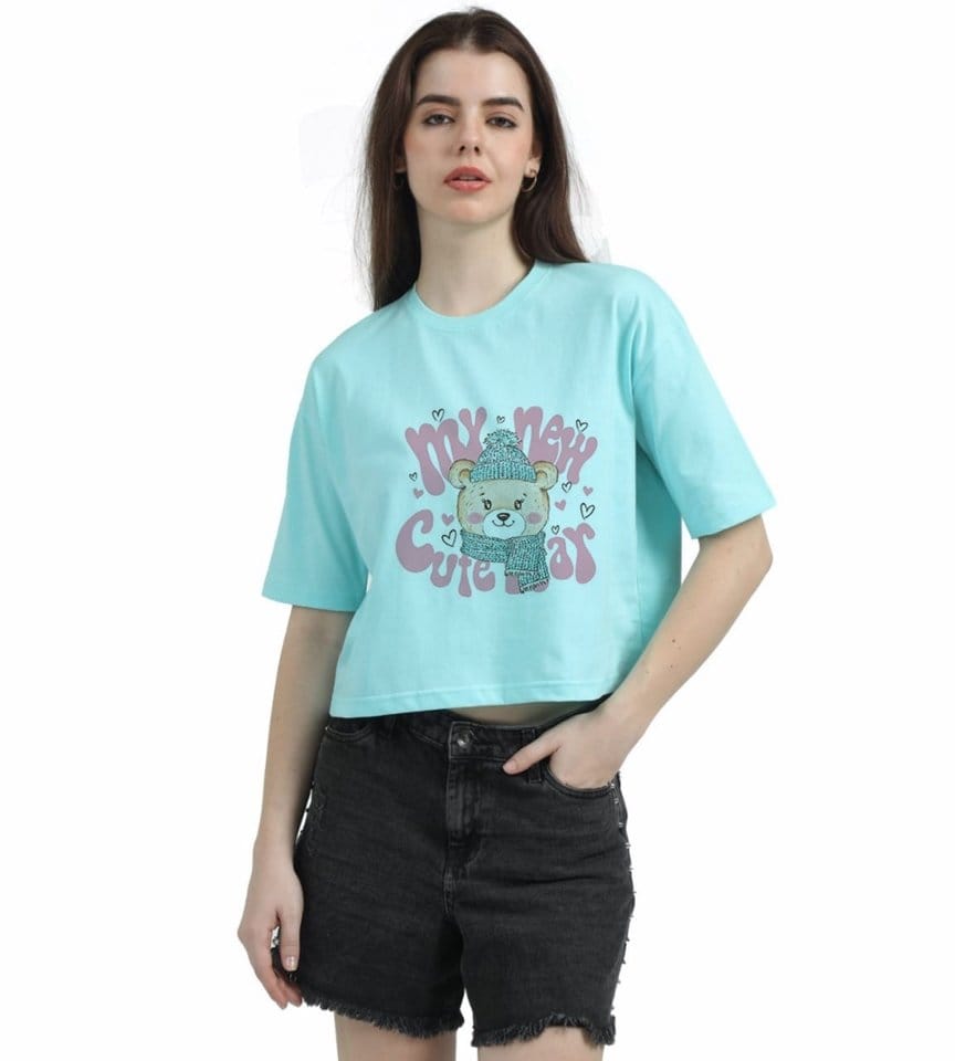 CUTE BEAR CROPPED TEE