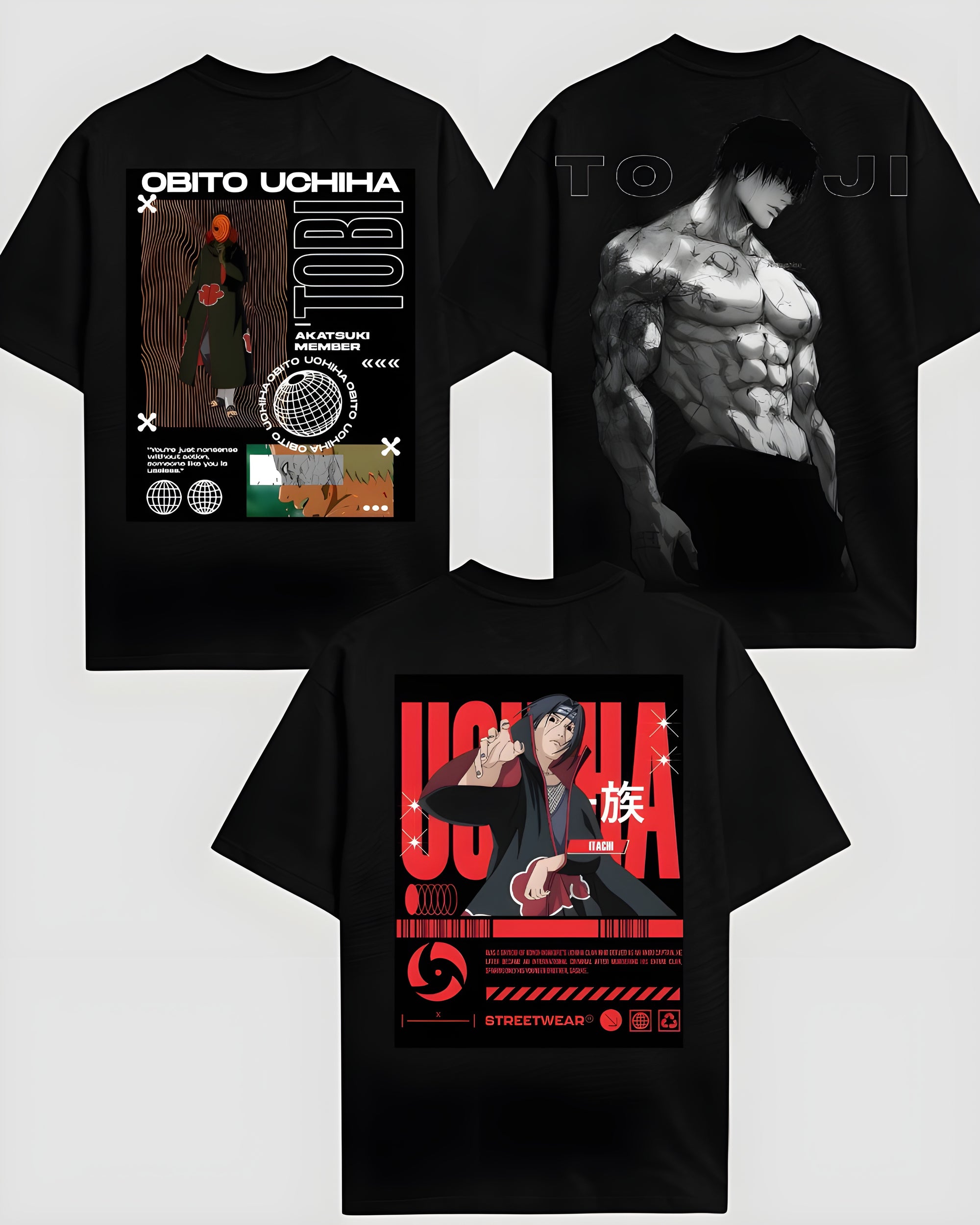 Anime Legends Graphic Tee Collection – Uchiha & Toji Edition