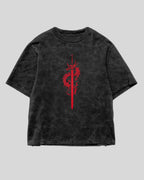 Golden Fury Dragon Print Oversized T-Shirt – Acid Wash Black | Teerex Special Edition