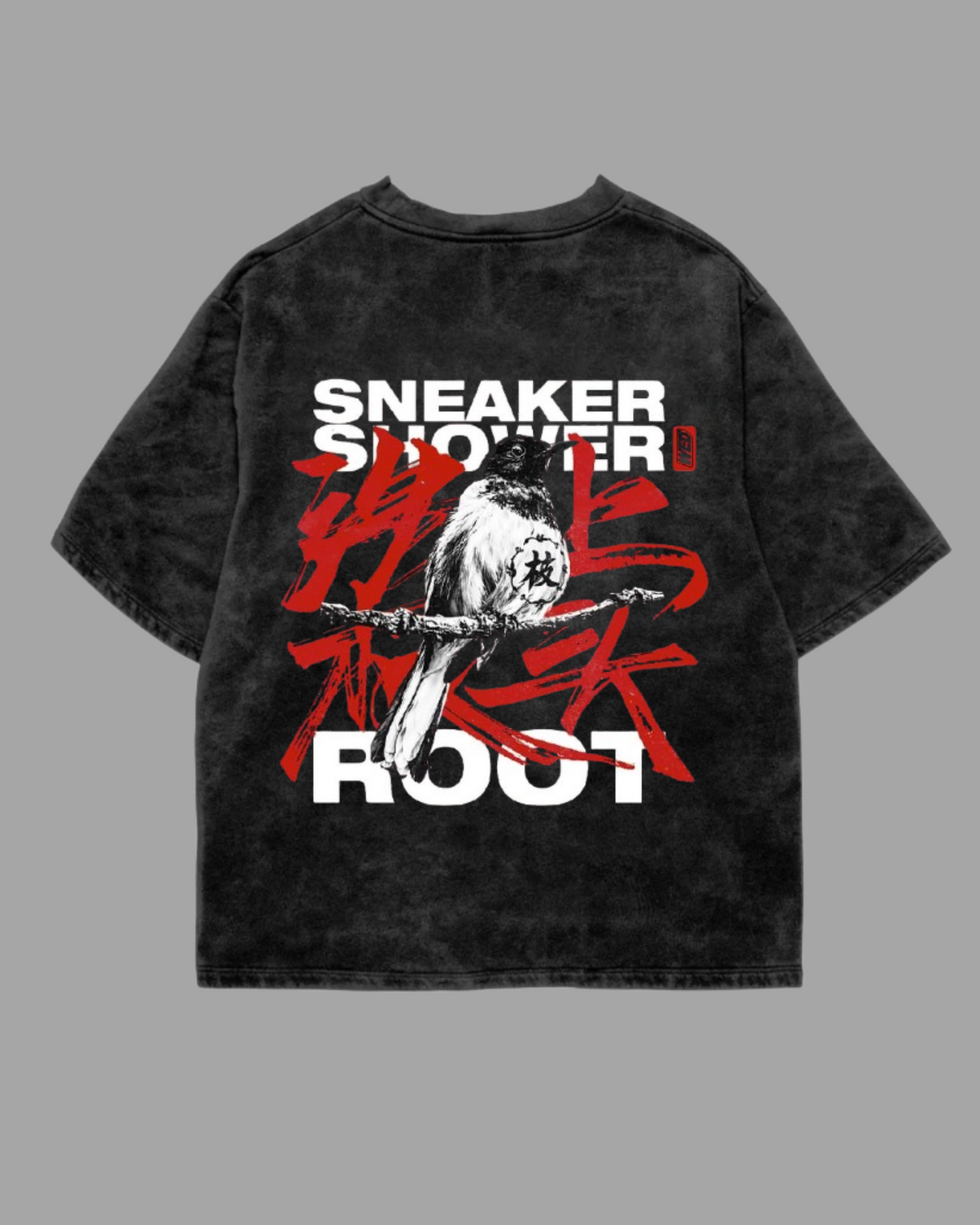 "Rooted Instinct" Acid-Wash Oversized Tee – Sneaker Shower Edition