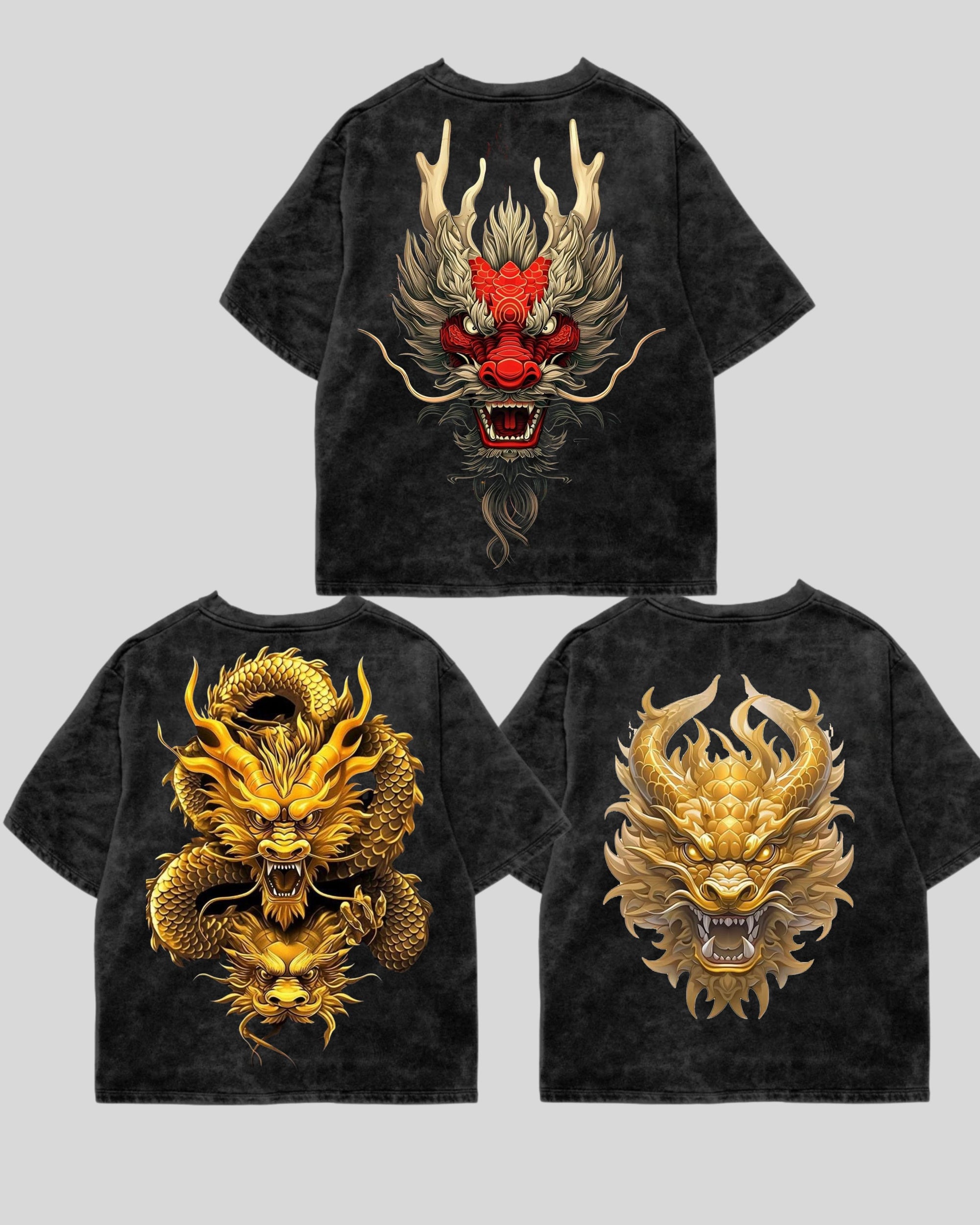 Pack of 3 Dragon Oversized T-Shirts – Limited Edition Streetwear
