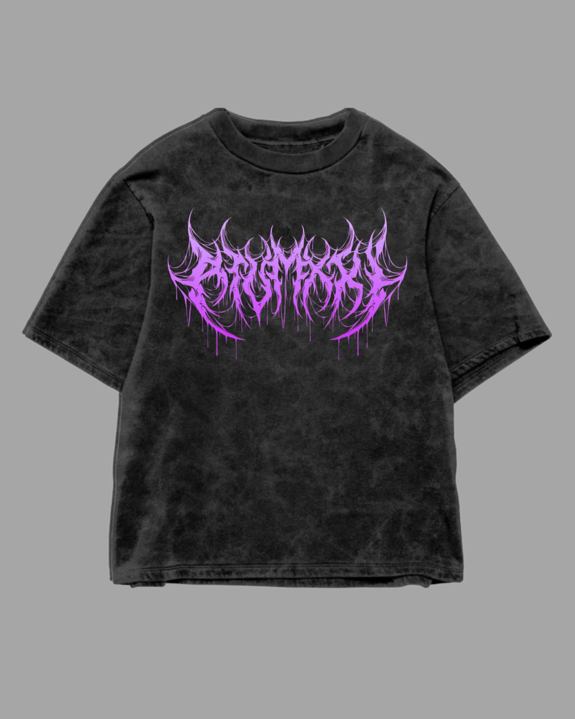 Dark Aura Acid Wash Tee Combo – Angel, Gothic Spine & Cranes