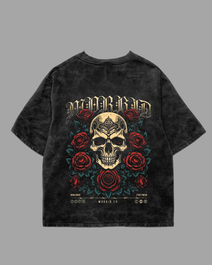 SKULL ROSE ACIDWASH TEE