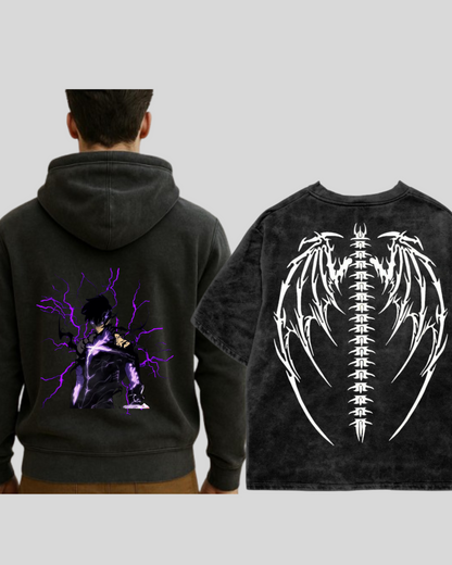 Shadow Surge Duo – Graphic Hoodie & Oversized T-Shirt Combo