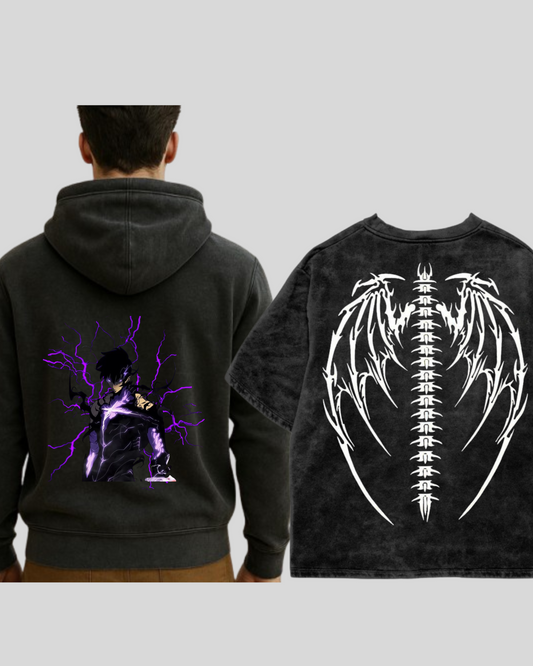 Shadow Surge Duo – Graphic Hoodie & Oversized T-Shirt Combo