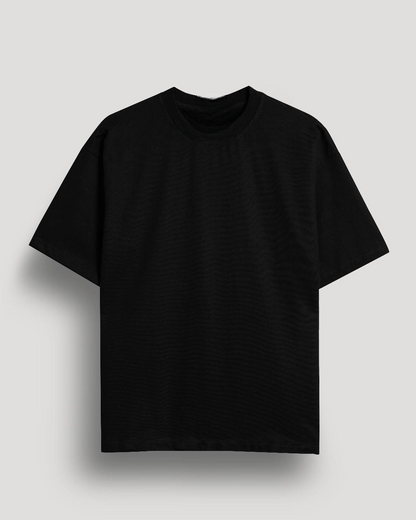 BLACK SOLID OVERSIZED TEE