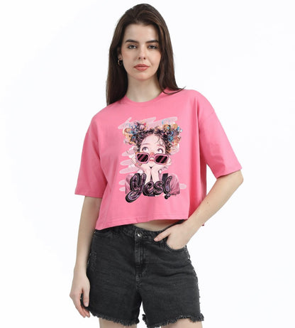 YES GIRLIE CROPPED TEE
